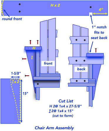 diagram for installing arms on an Adirondack chair