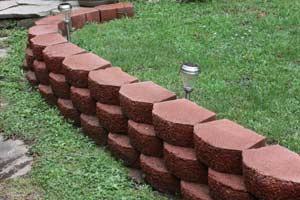 photo of interlocking bricks used as landscape border