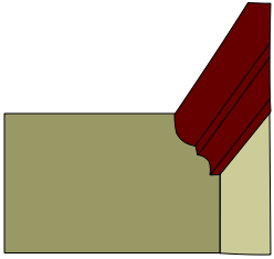 drawing of crown molding butted to a corner