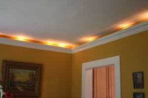 photo crown molding lighting in a dining room