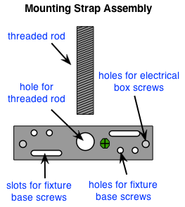 diagram of a ceiling fixture mounting strap assembly