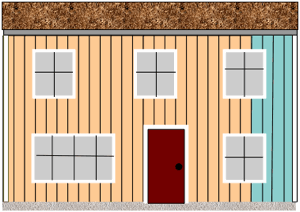 drawing demonstrating how to paint plywood house siding