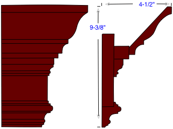 diagram for a wide crown and cornice molding design