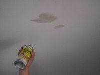 coating a water stained ceiling with primer-sealer